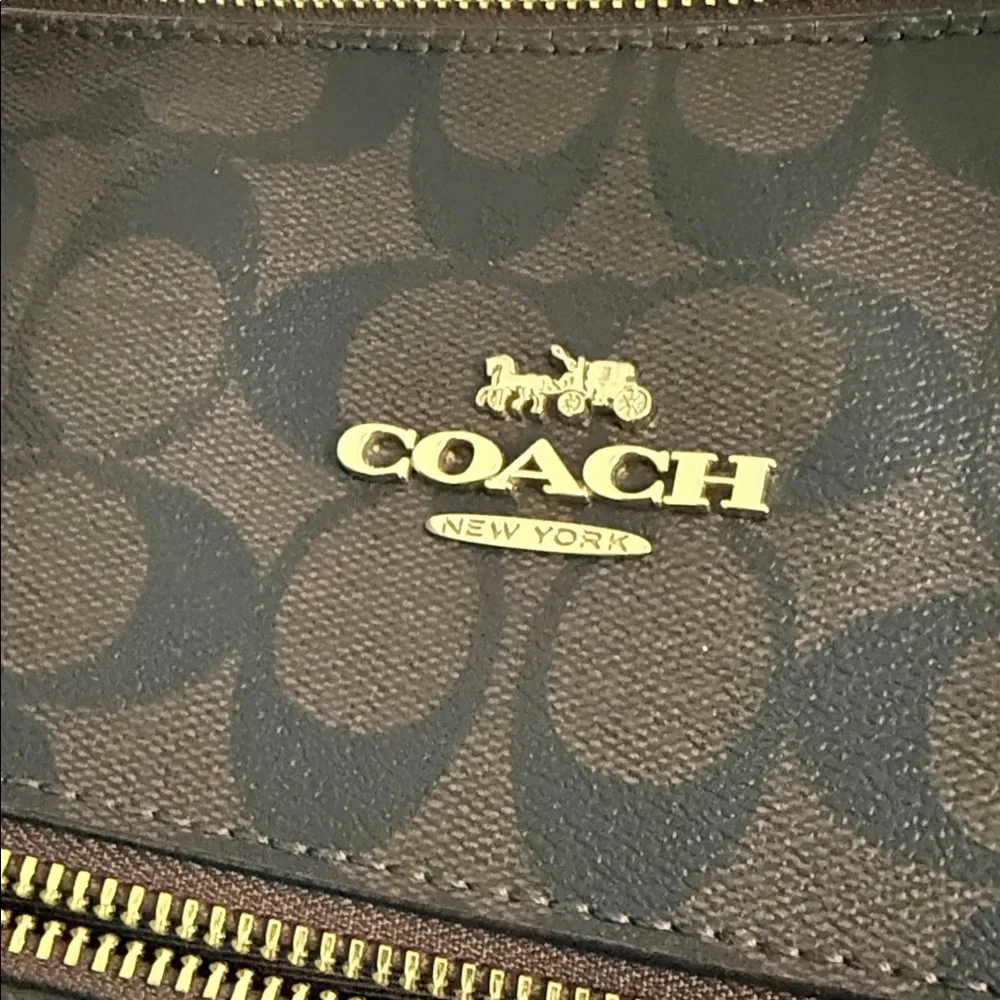 Coach Brown and Black Signature Tote with Gold Hardware - Picture 3 of 7